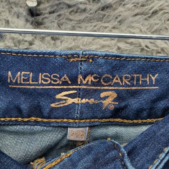 Melissa McCarthy & Seven7 Jeans Womens 24W Blue Skinny Distressed Denim Stretch - Picture 2 of 14